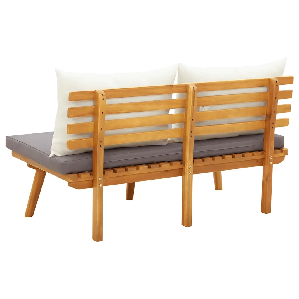Panca da Giardino con Cuscini-Sgabello-Panca da esterno 115 cm in Legno Massello Acacia