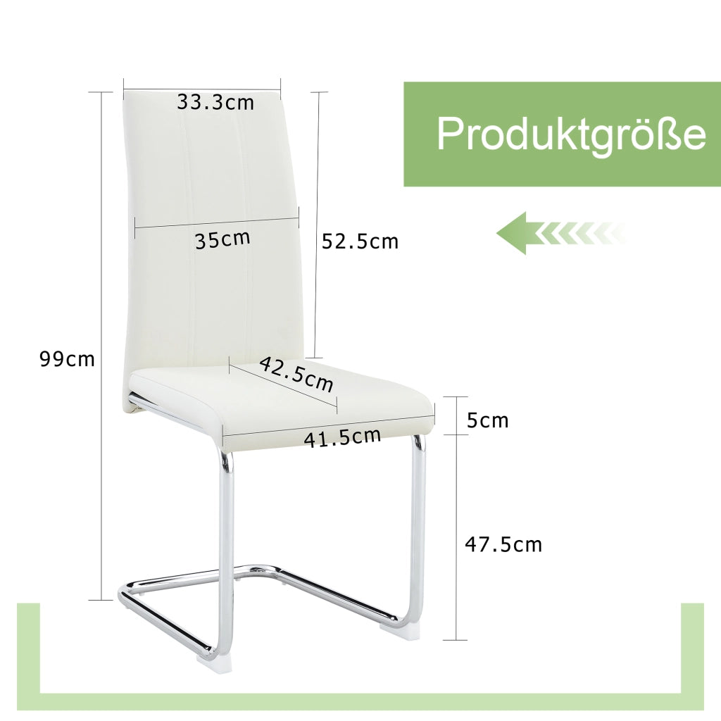 Sedie da Pranzo Imbottite in Ecopelle ¨C MINIMAL ¨C Bianche, Gambe in Metallo, Set 2 Pezzi