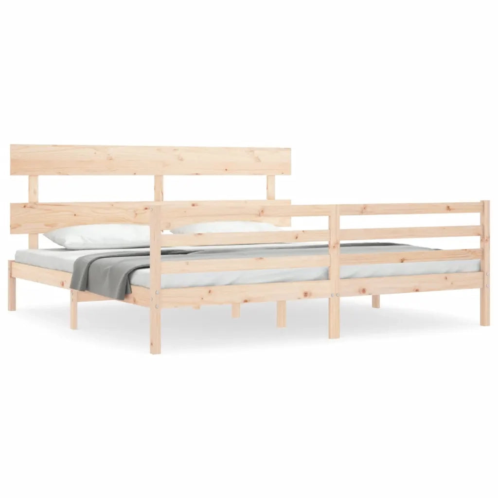 Giroletto con Testiera-Struttura Letto con testiera 200x200 cm in Legno Massello 622312