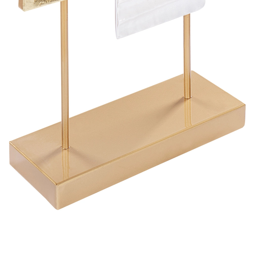 Ornamento in ferro metallico bianco e oro 44 cm Oggetto decorativo Pezzo d'arredo Rettangoli Design moderno