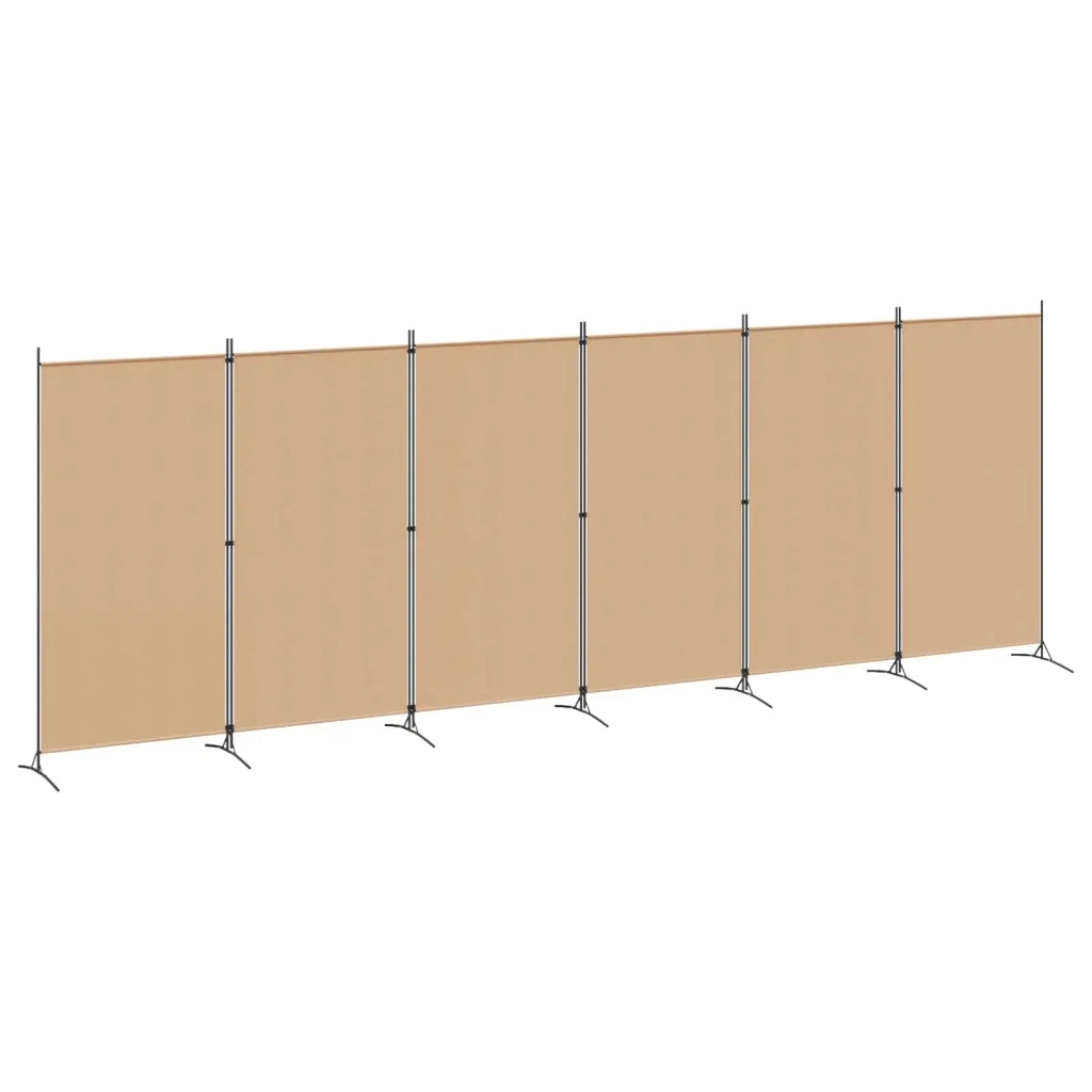 Divisore per Stanza a 6 Pannelli Beige 520 x 180 cm Tessuto 42039230