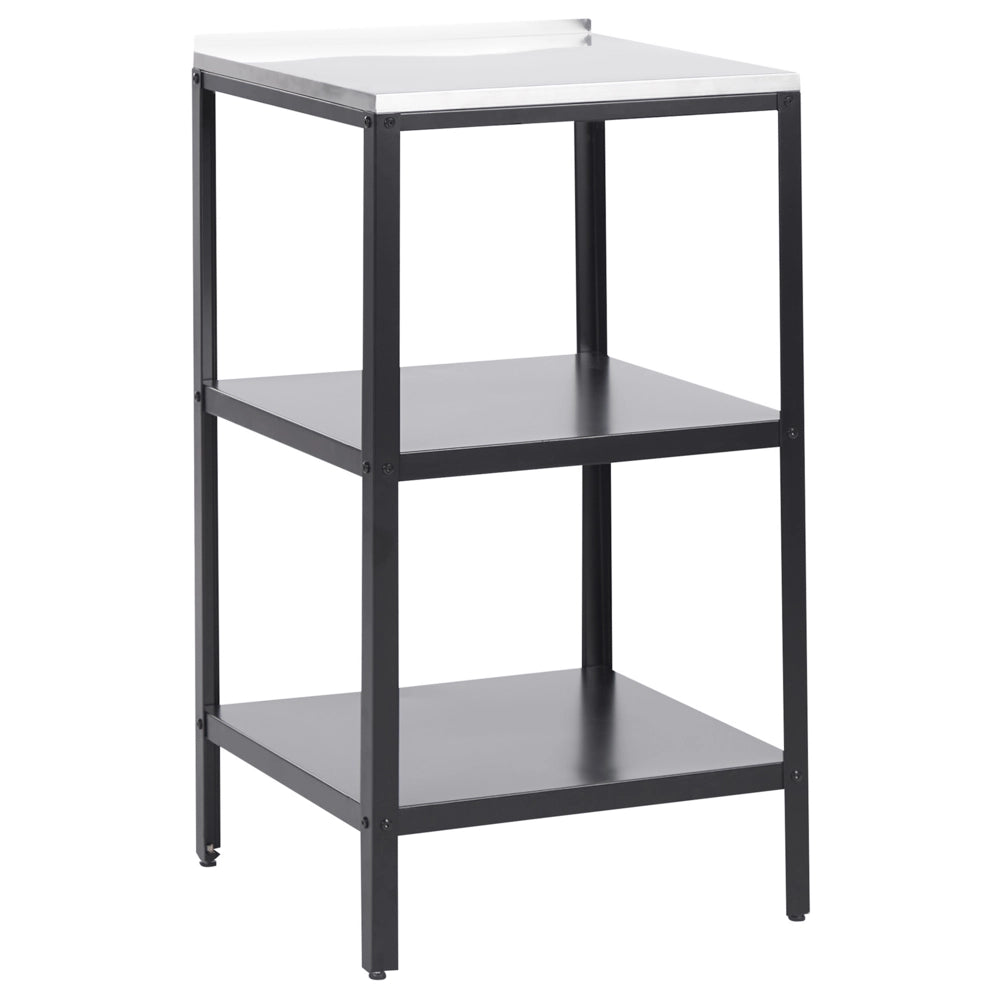 Scaffale per isola da giardino  in acciaio inox nero 50 x 50 x 92 cm con 2 ripiani con top cucina  giardino