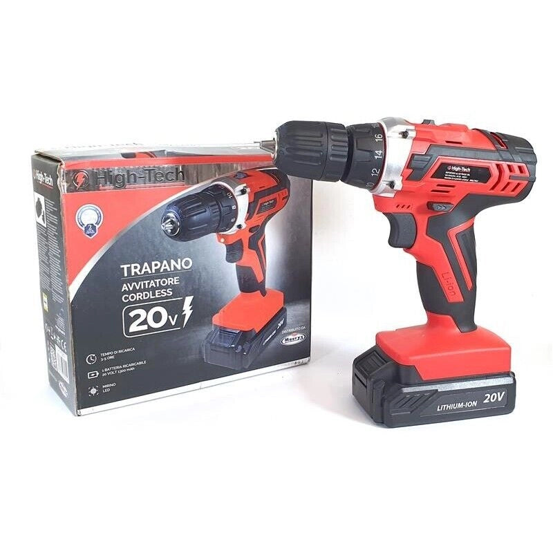 HIGH-TECH TRAPANO AVVITATORE CON BATTERIA 20 V 1300 MAH