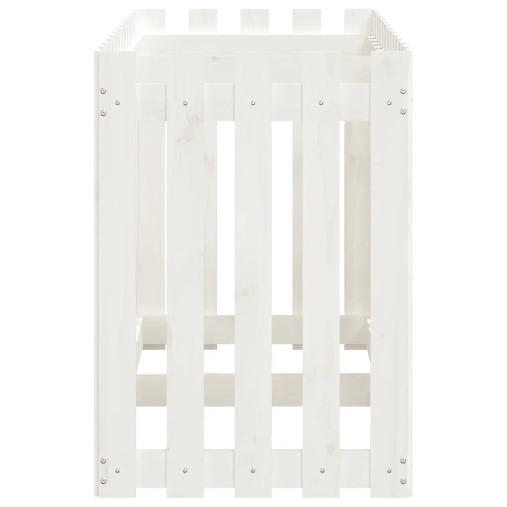 Fioriera Giardino a Recinzione Bianca 150x50x70cm Massello Pino 832498