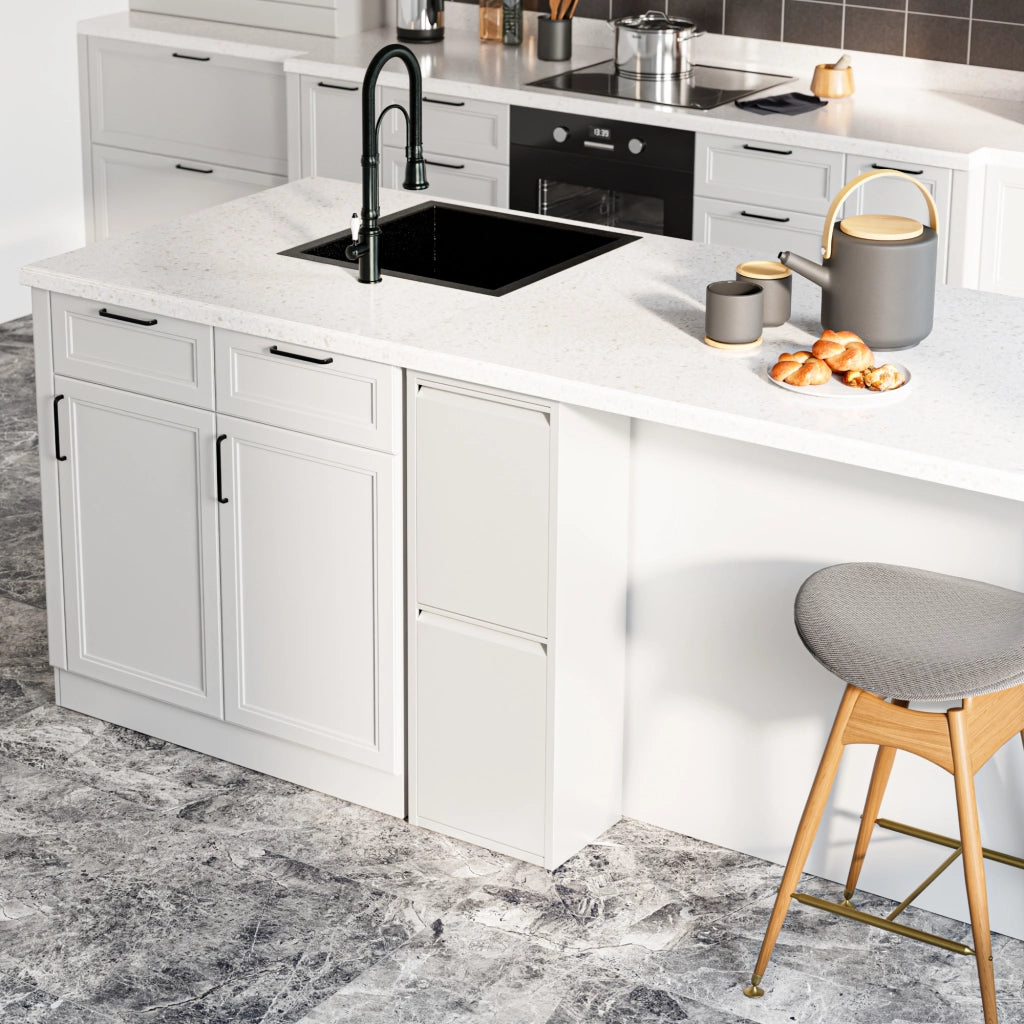 Pattumiera Sollentuna per Raccolta Differenziata con 2 Scomparti Ribaltabili Cestini a 14L - Bianco [en.casa]