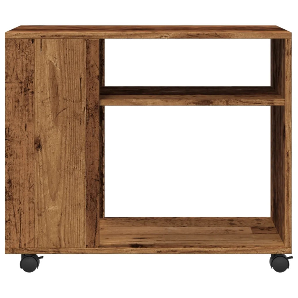 Tavolino con Ruote Legno Antico 70x35x60cm in Truciolato 853153