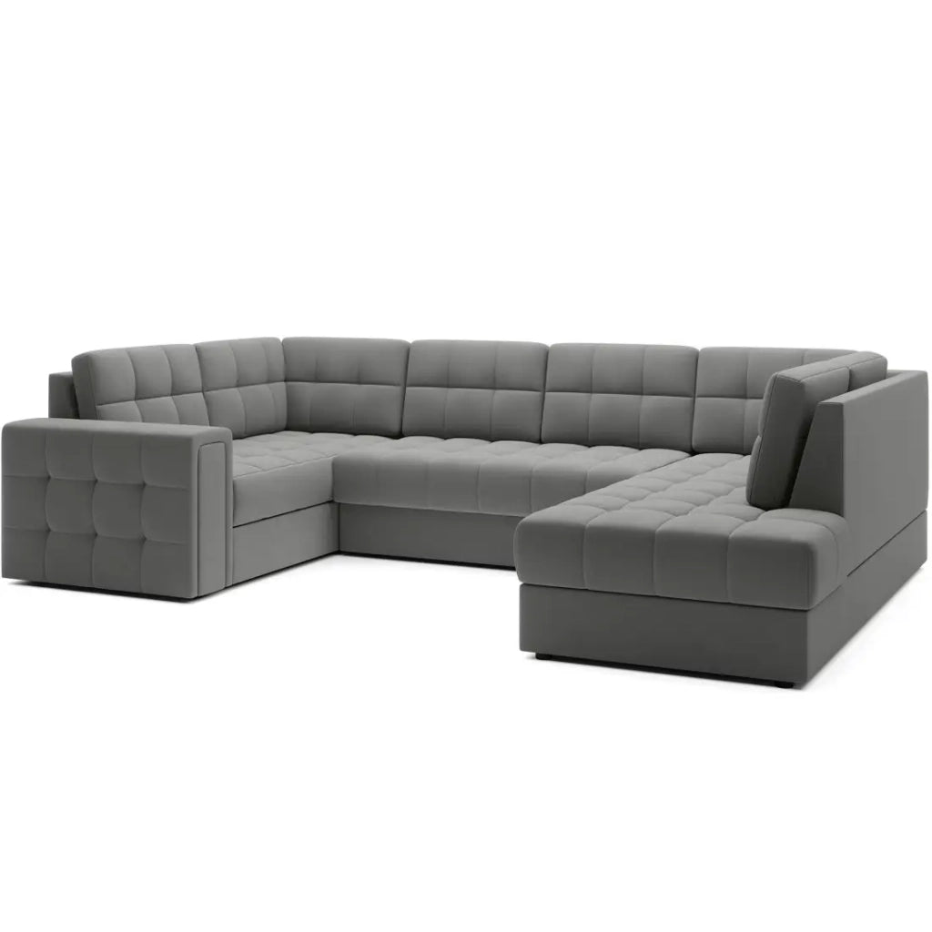 Divano angolare convertibile MONTEZA grigio 299 cm con contenitore e letto