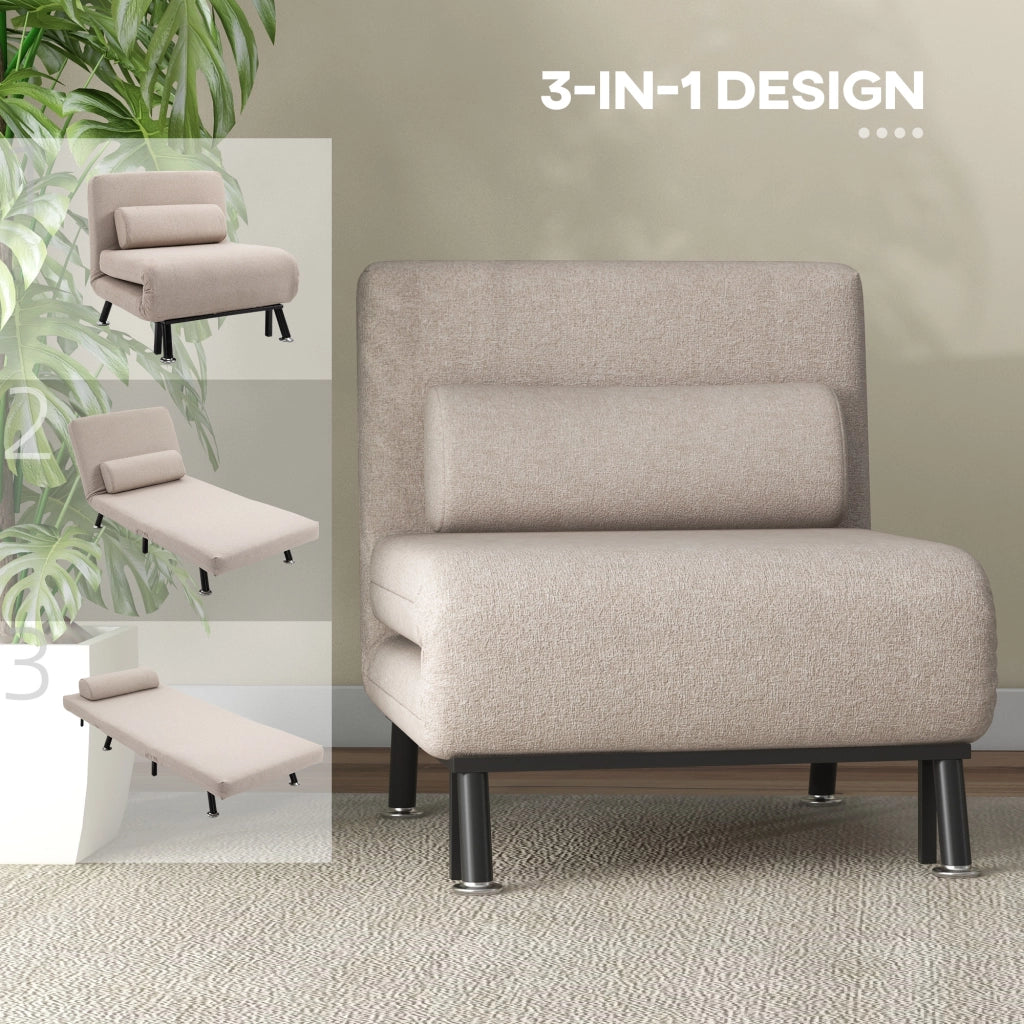 POLTRONA LETTO 75x70x75 cm Beige in acciaio
