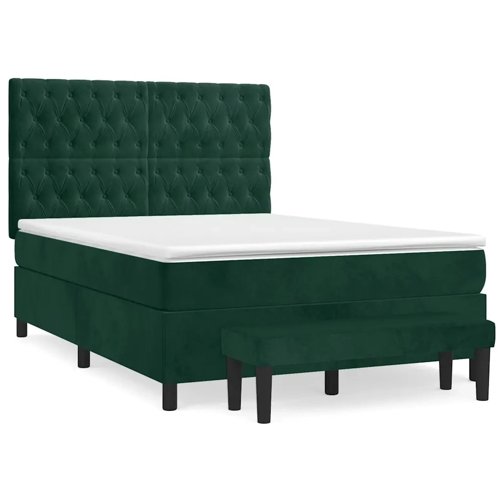 Giroletto a Molle con Materasso Verde Scuro 140x200 cm Velluto 3138028