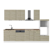 Cucina componibile Fame-Line Pannello in quercia/Bianco 300 cm con armadio alto, PL Rovere Vicco