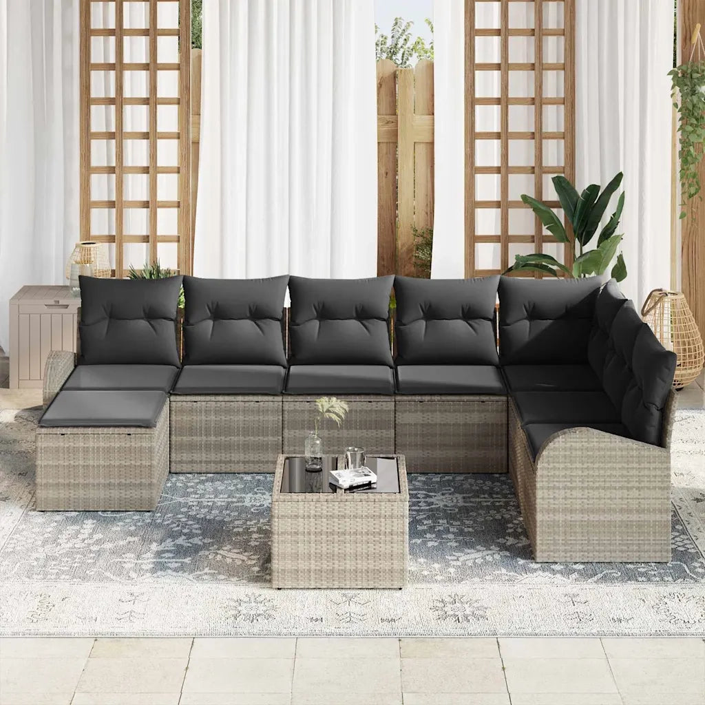 Set di divani con cuscino 9 pcs Grigio chiaro polyrattan 3354841