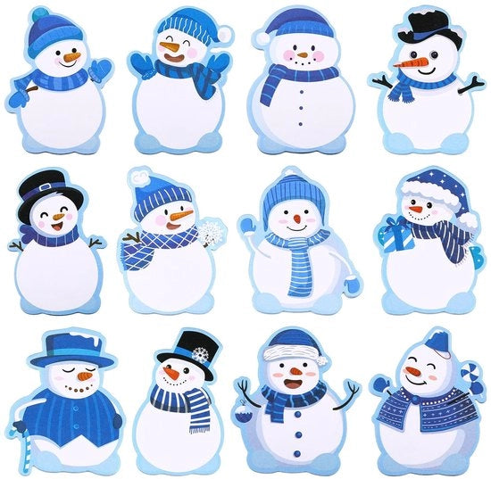 Set di Notifiche di Natale da 12 - Biglietti Autoadesivi - Figura di Neve in Inverno - Colore Vibrante - Carta - Dimensioni 3,9 x 3,1 cm - Notifiche di Natale