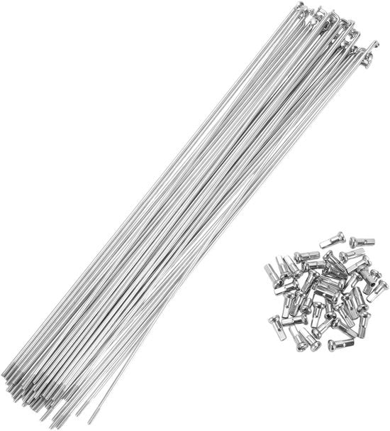Spoke in acciaio di carbonio 14G 255MM - 36 pezzi - Aggiornamento per resistenza da corsa - Resistente agli urti - Resistenza antivibrazionale - Pneumatico da bicicletta
