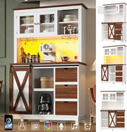 Buffet per cucina e sala da pranzo - Bianco - LED - Controllo via app - Cassetti a scomparsa