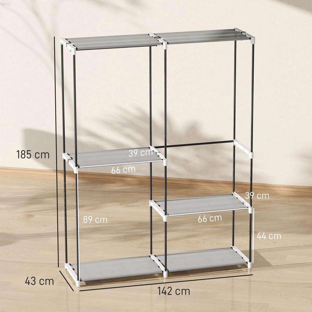Armadio Aperto con Ripiani e Appendiabiti ¨C Zephmum ¨C Grigio 142x43x185 cm