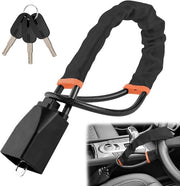 Stuurslot Anti Diefstal Universale per Cinture di Sicurezza - Visibilità Elevata - 3 Chiavi (Nero - 72 cm)