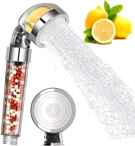Doucheset con Slang - Alta Pressione - Set per la Doccia con Tubo - Efficace nell'Economia dell'Acqua - Douchekop con Filtro - Vitamina C - Antikalk - Miglioramento della Qualità dell'Acqua - Douchekop con Filtro