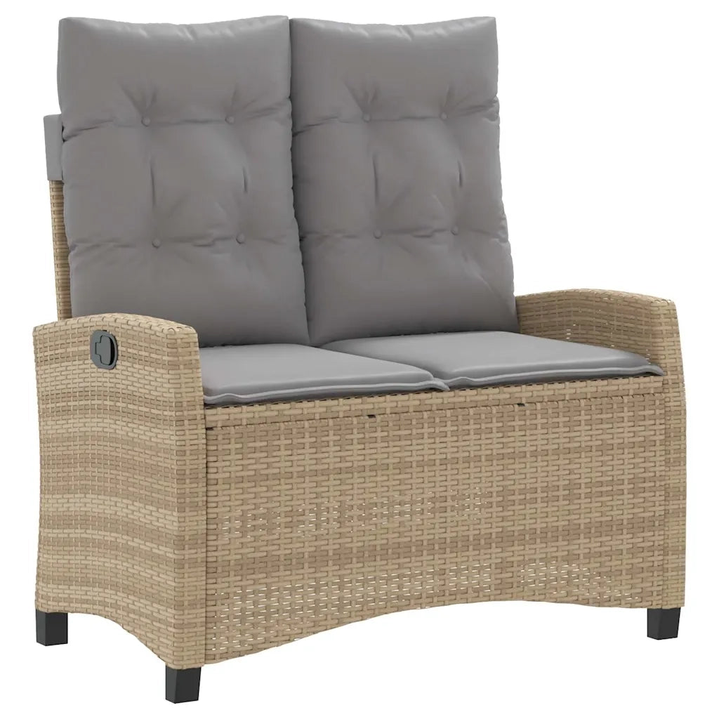 Set da Pranzo da Giardino 2 pz | Set Salotto da Giardino con Cuscini Beige in Polyrattan