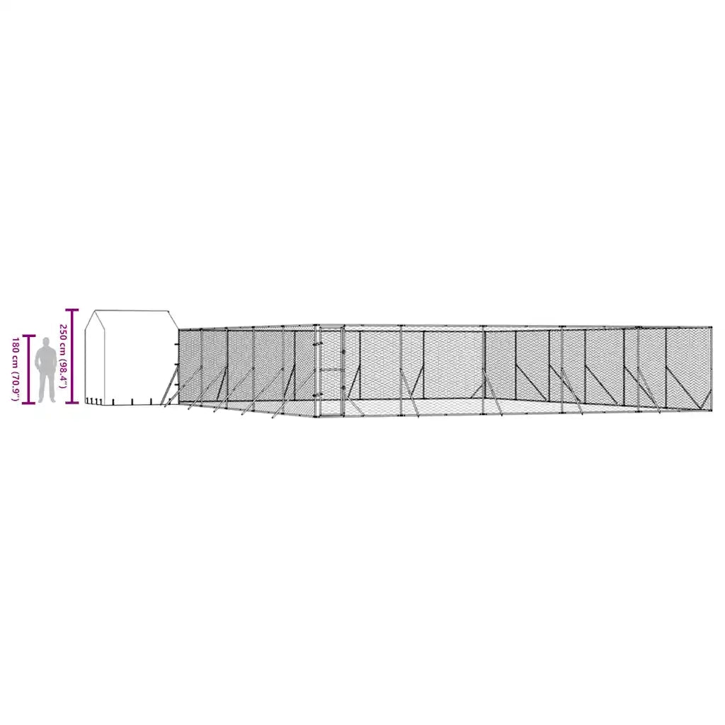 Cuccia Cani da Esterno Tetto Argento 12x12x2,5m Acciaio Zincato 3190482
