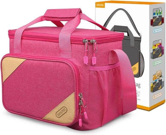 Borsa termica per donne e uomini, borsa picnic per ufficio, cucina da campeggio, spiaggia, impermeabile, facile da pulire, contenitore per pasti, scatola regalo, edizione, 10 l, grande borsa termica, rosa.