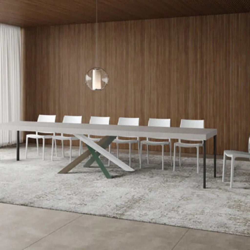 Tavolo allungabile 140/400x90 cm Volantis Premium colore bianco frassino gambe multicolore 4/A