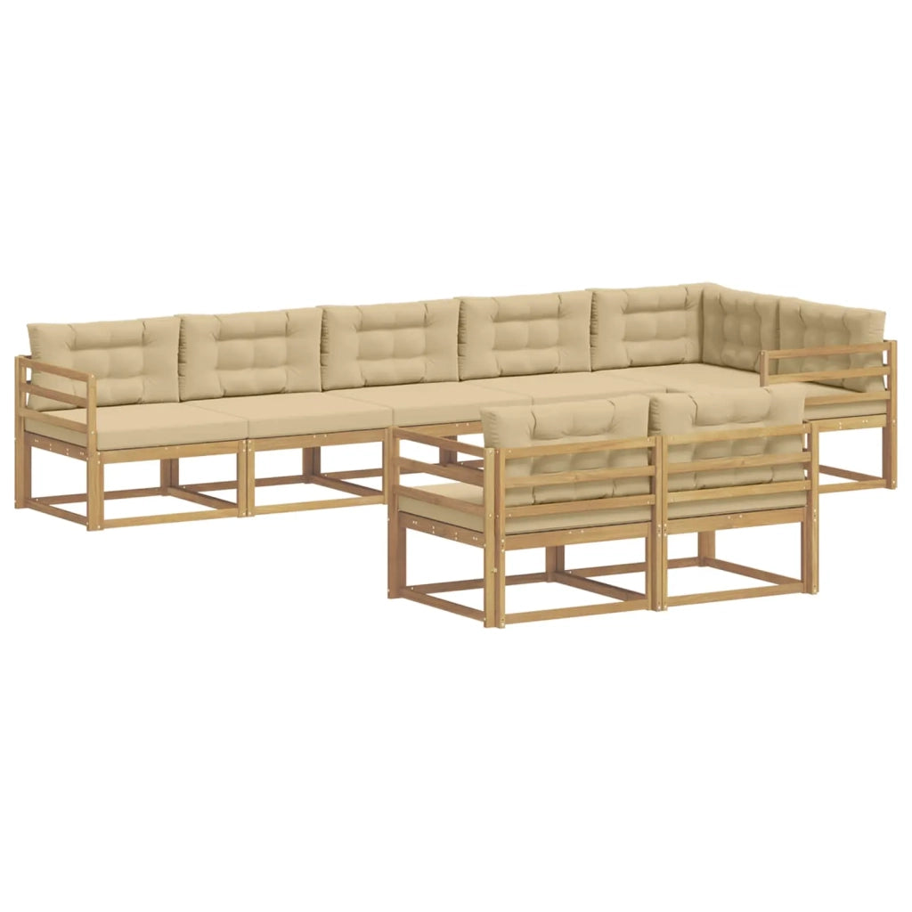 Set di divani da esterno 6 pz Bianco e Beige Poliestere 3386607