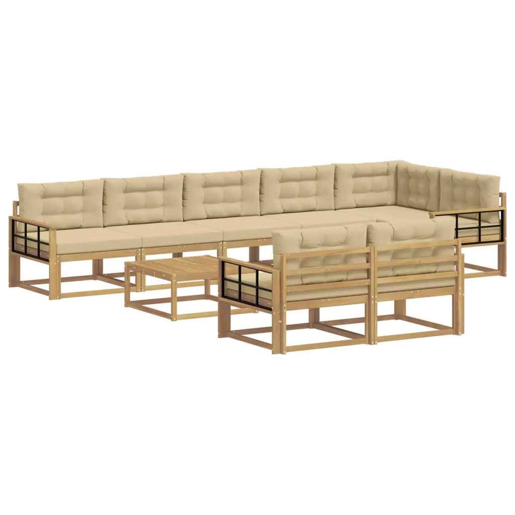 Set di divani da esterno 9 pcs Bianco e Beige 79 x 79 x 37 cm 3386667