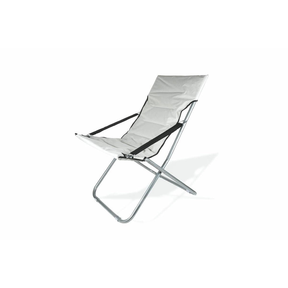 Trade Shop - Sedia Canapone In Poliestere Grigio Imbottita Pieghevole Sdraio Giardino Veranda 281027 -