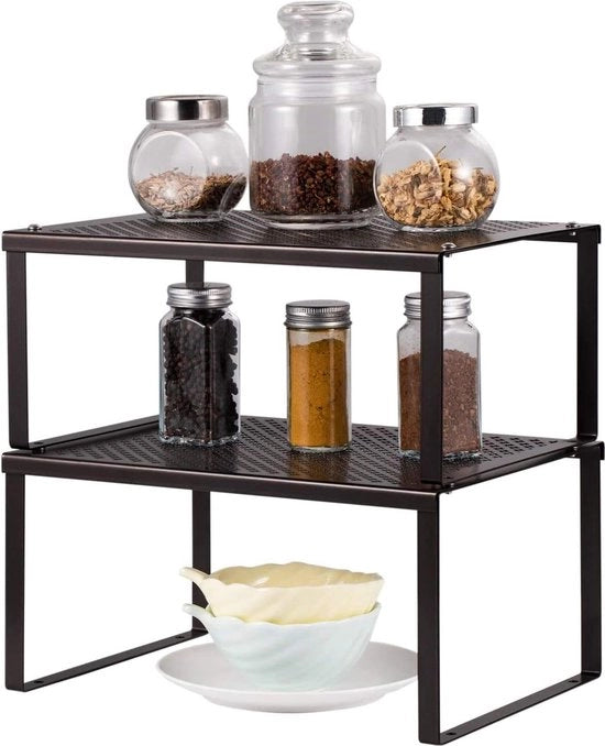 Organizzatore in cassa da cucina, organizzatore stapabile utile per cassetti, banchi da lavoro, soluzione di archiviazione per bicchieri, spezie