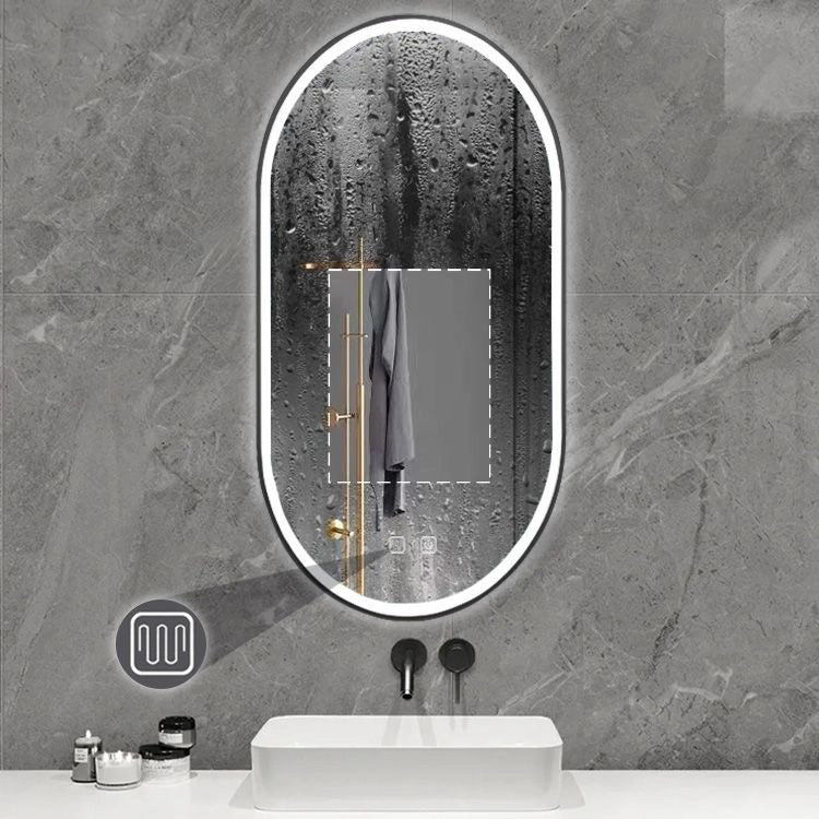 Specchio Led Ovl 50x100cm Black