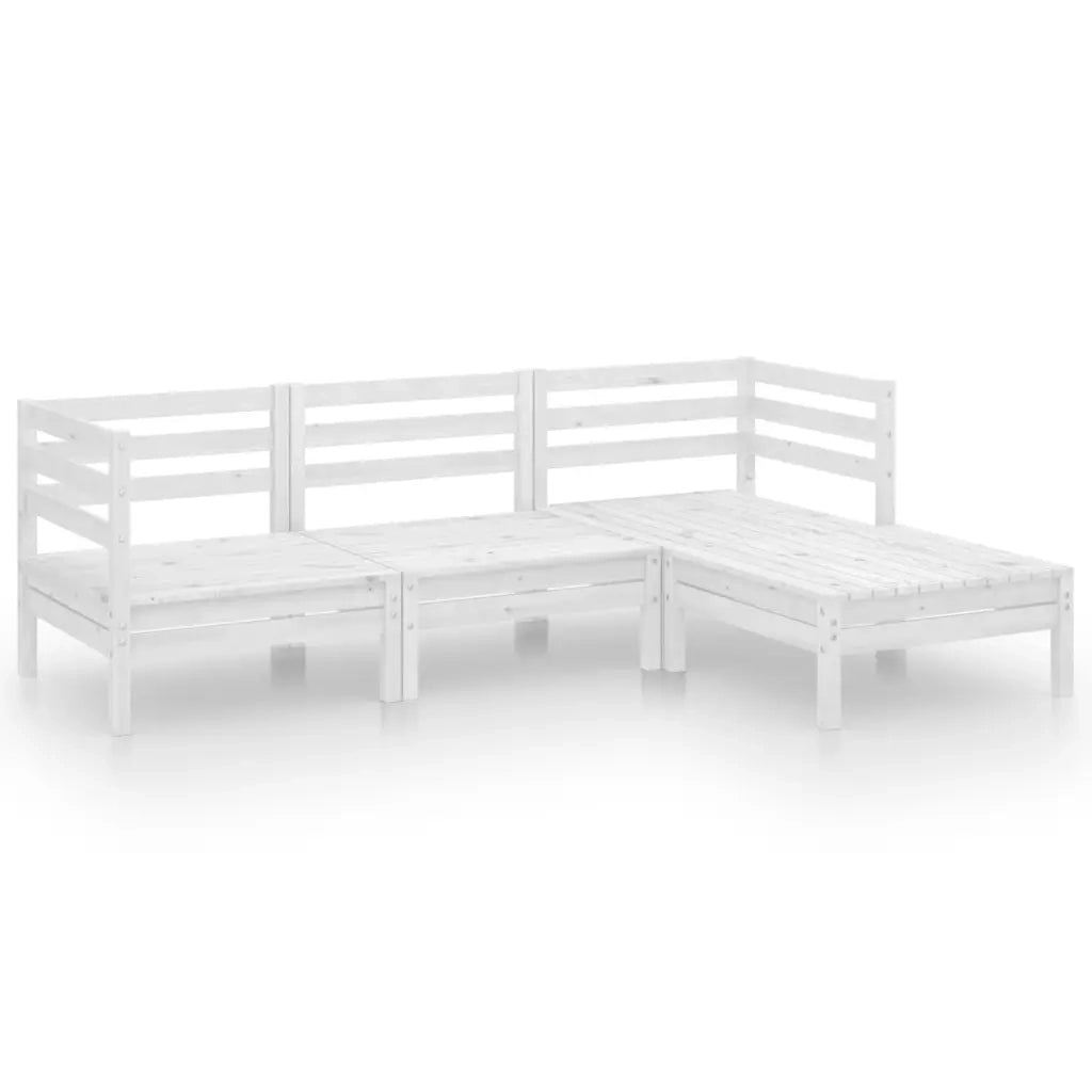 Set Salotto da Giardino 4 pz | Set di Mobili da Esterno in Legno Massello di Pino Bianco