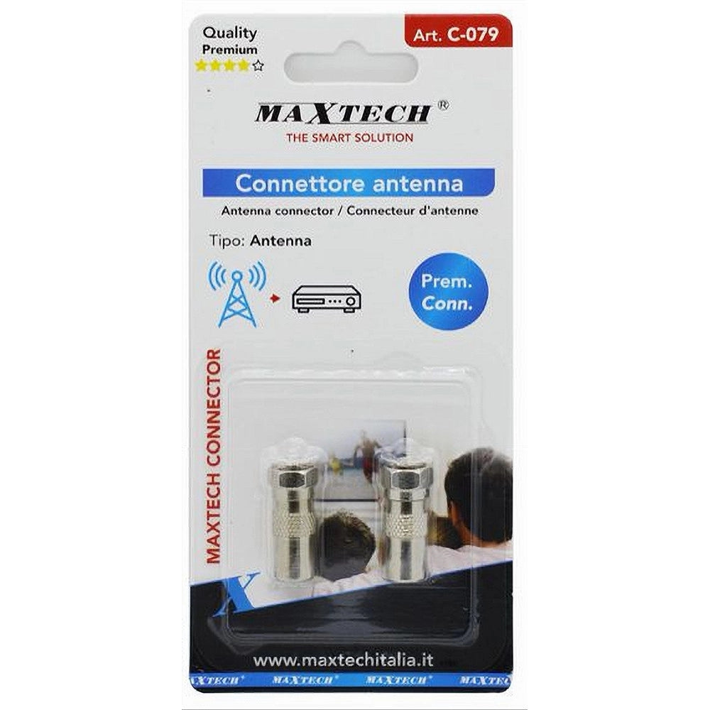 Trade Shop - 2pz Connettore Antenna Tv Satellite Adattatore Tipo F Maschio A Cei Maschio C-079 -