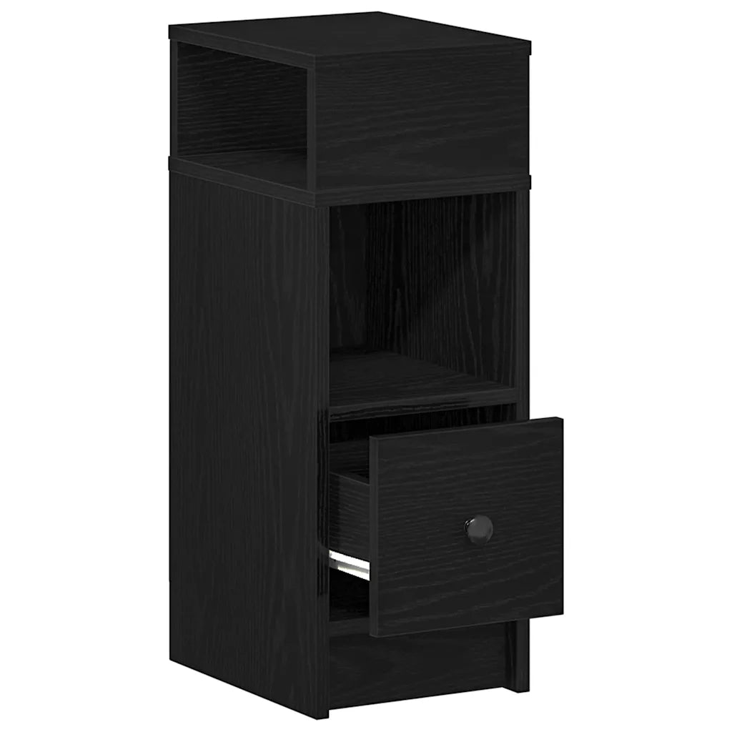Comodino con Cassetto Nero 25x31x66 cm