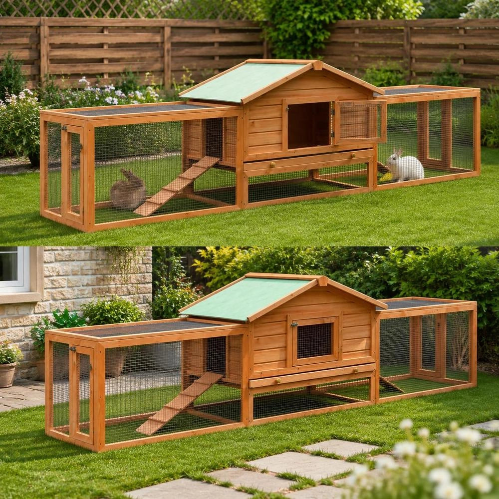 Rabbit Hutch 310x70x87 Cm Pine Wood & Fir Wood