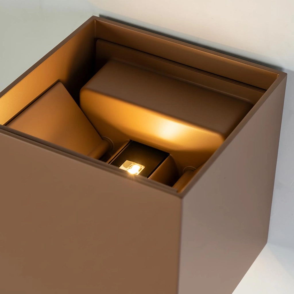 Applique LED cubo Marrone da Esterno 12W LED Lampada Parete IP65 Impermeabile fascio di Luce Regolabile LED CCT da 3000K a 6000K