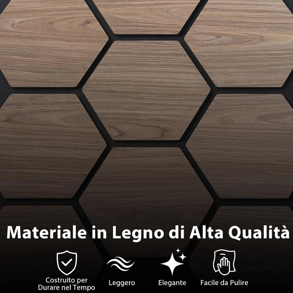 Pannello Fonoassorbente 4 Pezzi, Pannelli Acustici per Pareti, 81 x 66 cm con 9 Tavoletta Esagonali in Legno, Decorazione d’Interni, per Riduzione Rumore, 2,1 m²