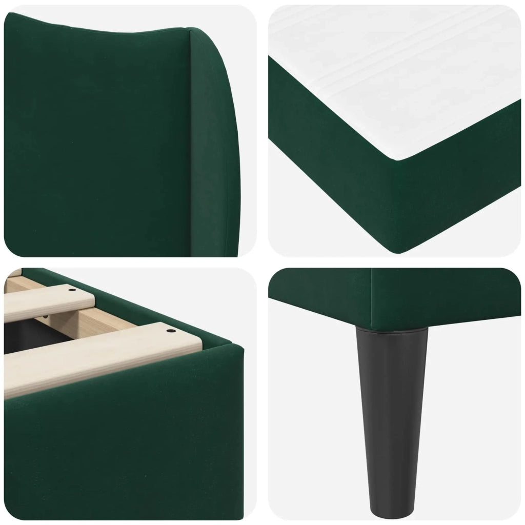 Struttura del letto-Giroletto Verde Scuro 100 x 200 cm Velluto 676774