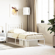 Giroletto con Testiera-Struttura Letto con testiera Metallo Bianco 90x200 cm 595038