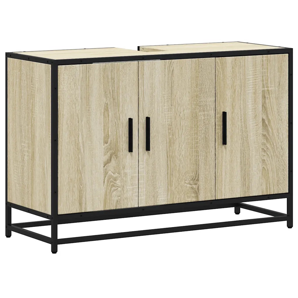 Mobile Lavabo Bagno Rovere Sonoma 90x33x60 cm Legno Multistrato