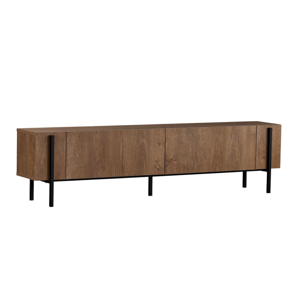 Porta TV in legno "Nexus" - 180 x 30 x 45 cm - Kafkas Oak / Nero