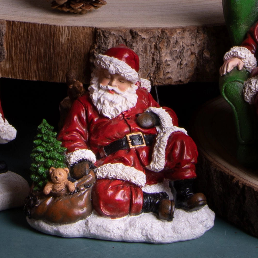 Babbo Natale Addormentato Decorazione Natalizia 28 cm