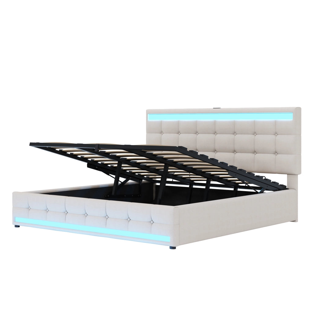 Letto imbottito 180x200 cm con LED e USB