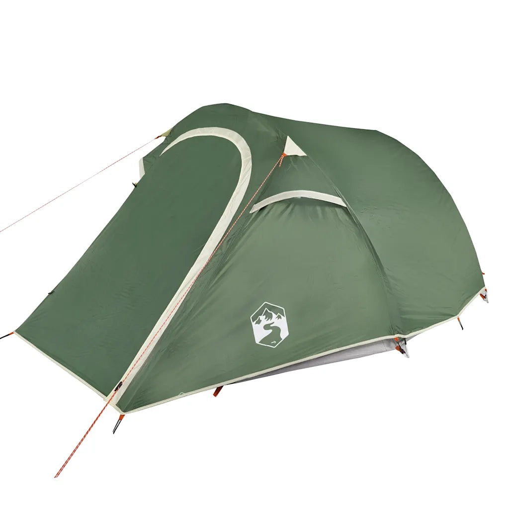 Tenda da Campeggio a Tunnel per 3 Persone Verde Impermeabile 94600