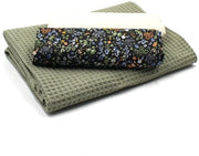 Set di stoffa wafel piqué + set di tessuti in cotone color coordinato stoffa wafel 100% cotone Tex Standard 100 (Fine Flowers Set55)