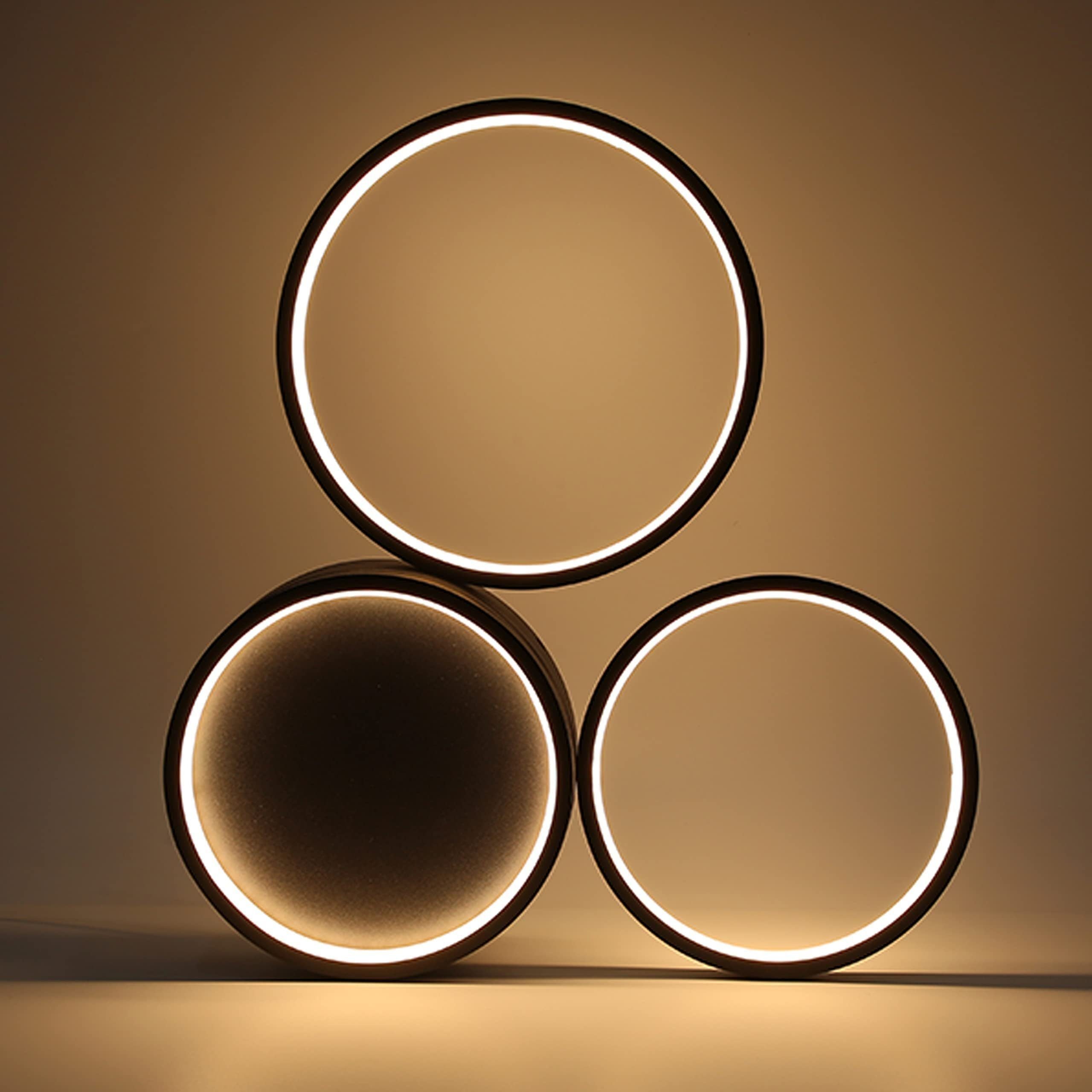 ZMH Lampada da soffitto LED 3 fiamme ad anello telecomando nera per camera letto