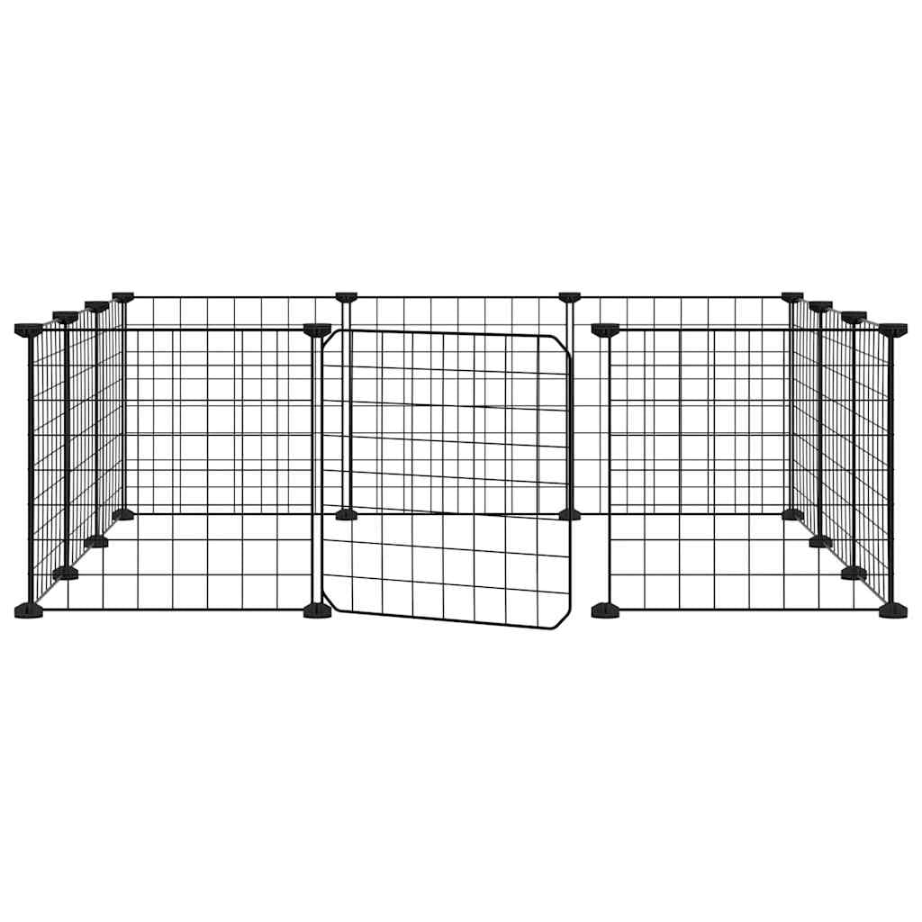 Gabbia per animali domestici a 12 pannelli con porta 35 x 35 cm nera 02_0041562