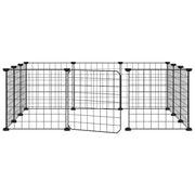 Gabbia per animali domestici a 12 pannelli con porta 35 x 35 cm nera 02_0041562