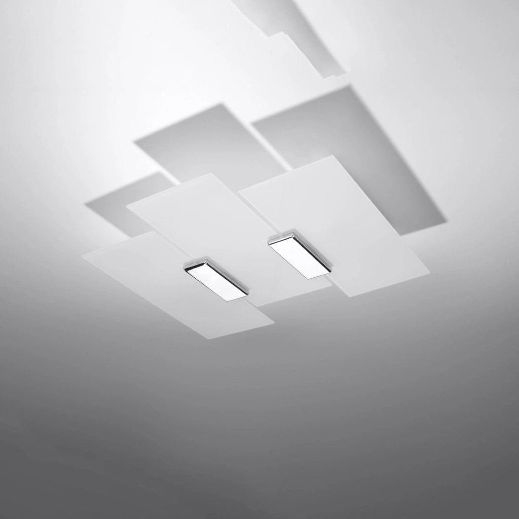 Plafoniera Tiziano Pure Lume in vetro bianco/argento 3xE27