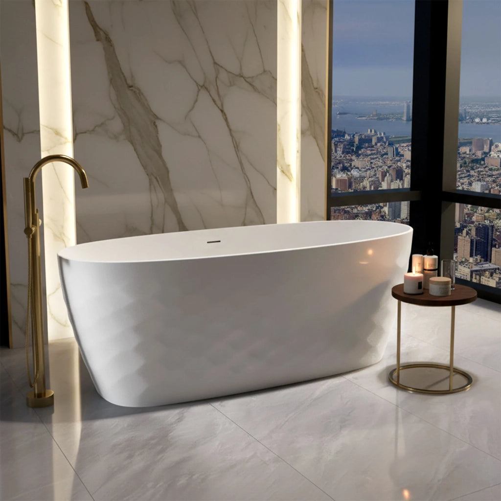 Vasca Da Bagno Freestanding In Acrilico Gaja 170 Copritappo rame spazzolato