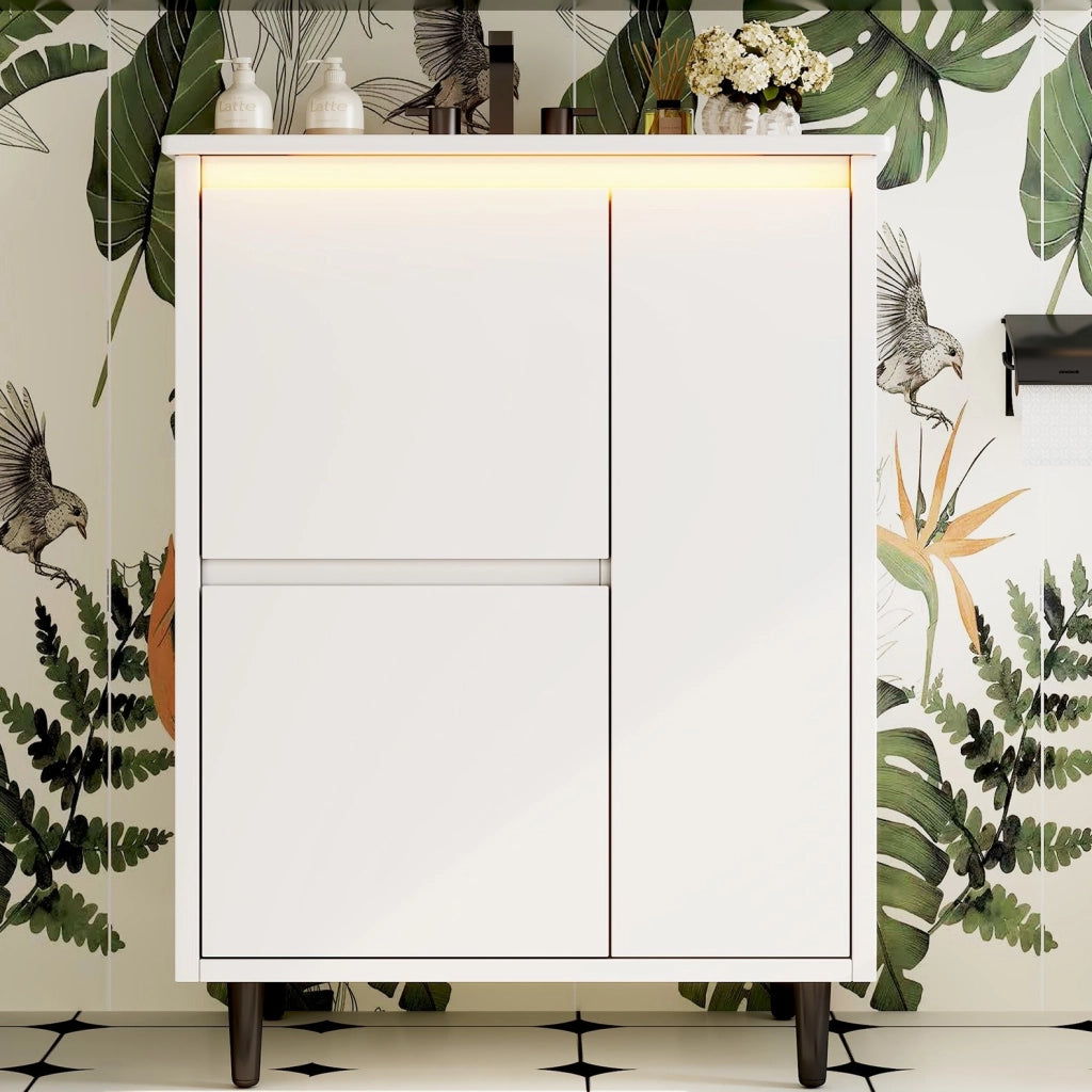 Mobile sottolavabo con lavabo in ceramica, 2 cassetti e 1 anta, per bagno, bianco, 61 × 46,5 × 87 cm